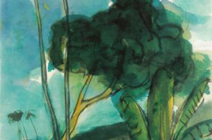 Emil Nolde, Landschaft mit Palmen, 1913/14, Aquarell und schwarze Tusche, 45,5 x 34,4 cm © Sammlung der Nolde-Stiftung Seebüll Emil Nolde, Landschaft mit Palmen, 1913/14, Aquarell und schwarze Tusche, 45,5 x 34,4 cm © Sammlung der Nolde-Stiftung Seebüll