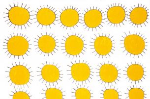 Heinrich Reisenbauer, Sonnen 2002, 160x200 cm, Edding, Acryl auf Leinwand © Privatstiftung - Künstler aus Gugging Heinrich Reisenbauer, Sonnen 2002, 160x200 cm, Edding, Acryl auf Leinwand © Privatstiftung - Künstler aus Gugging